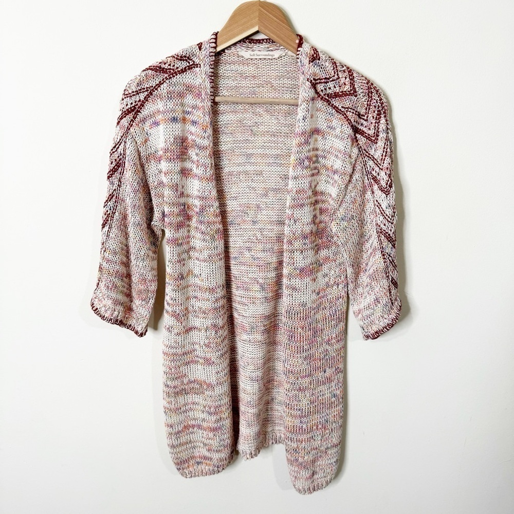 Soft Surroundings Multicolor Knit Embroidered Ochoa Open Cardigan Medium Petite - Picture 2 of 7
